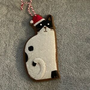 Festive Cat Ornament with Santa Hat